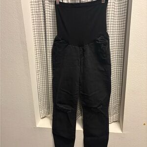 MOTHER The Looker Ankle Fray Jeans in Guilty As Sin (Maternity)